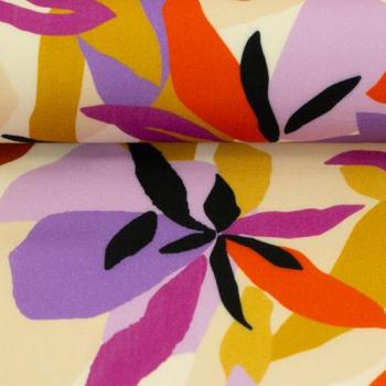 Viskose Malis Blumen abstrakt Flieder/Naturweiß